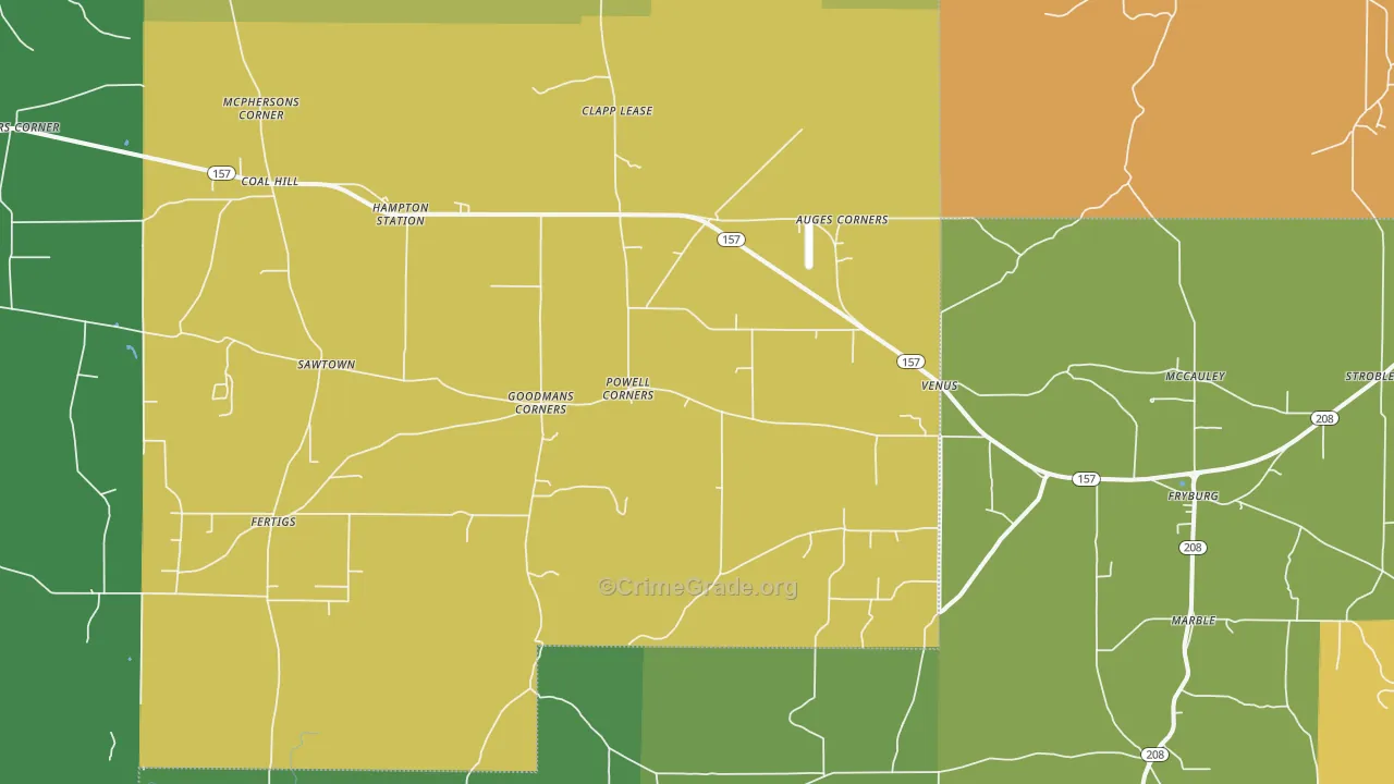 Venus, PA Map of Murder Rates