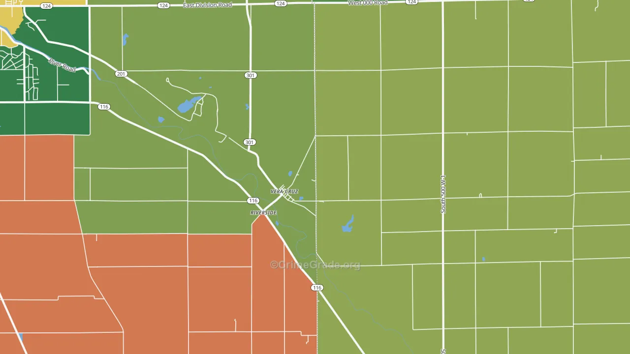 Vera Cruz, IN Map of Murder Rates