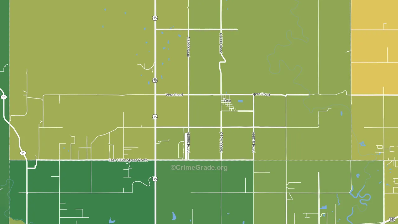 Vera, OK Map of Murder Rates
