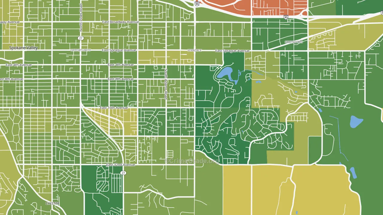 Veradale, WA Map of Murder Rates