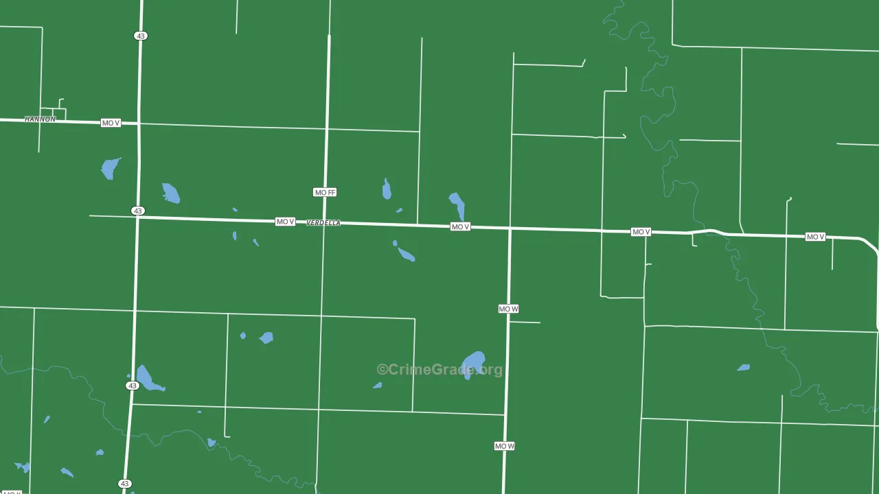 Verdella, MO Map of Murder Rates