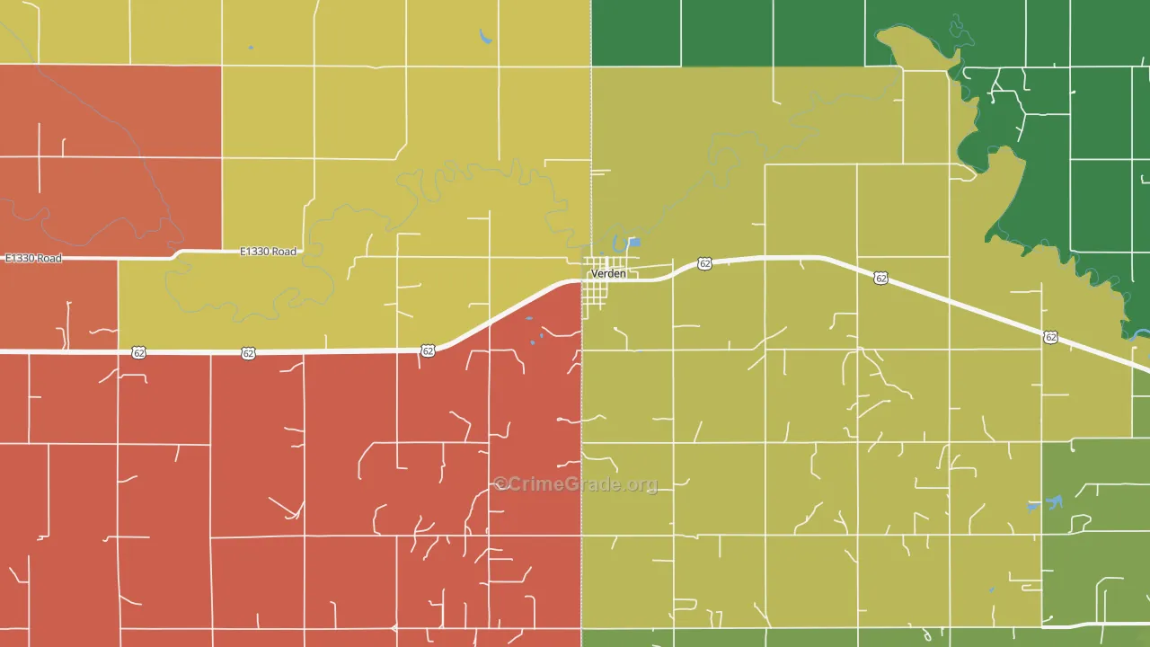 Verden, OK Map of Murder Rates
