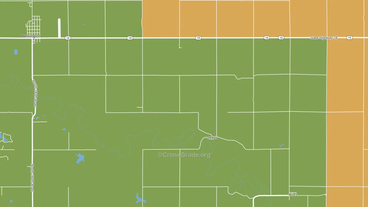 Verdi, KS Map of Murder Rates