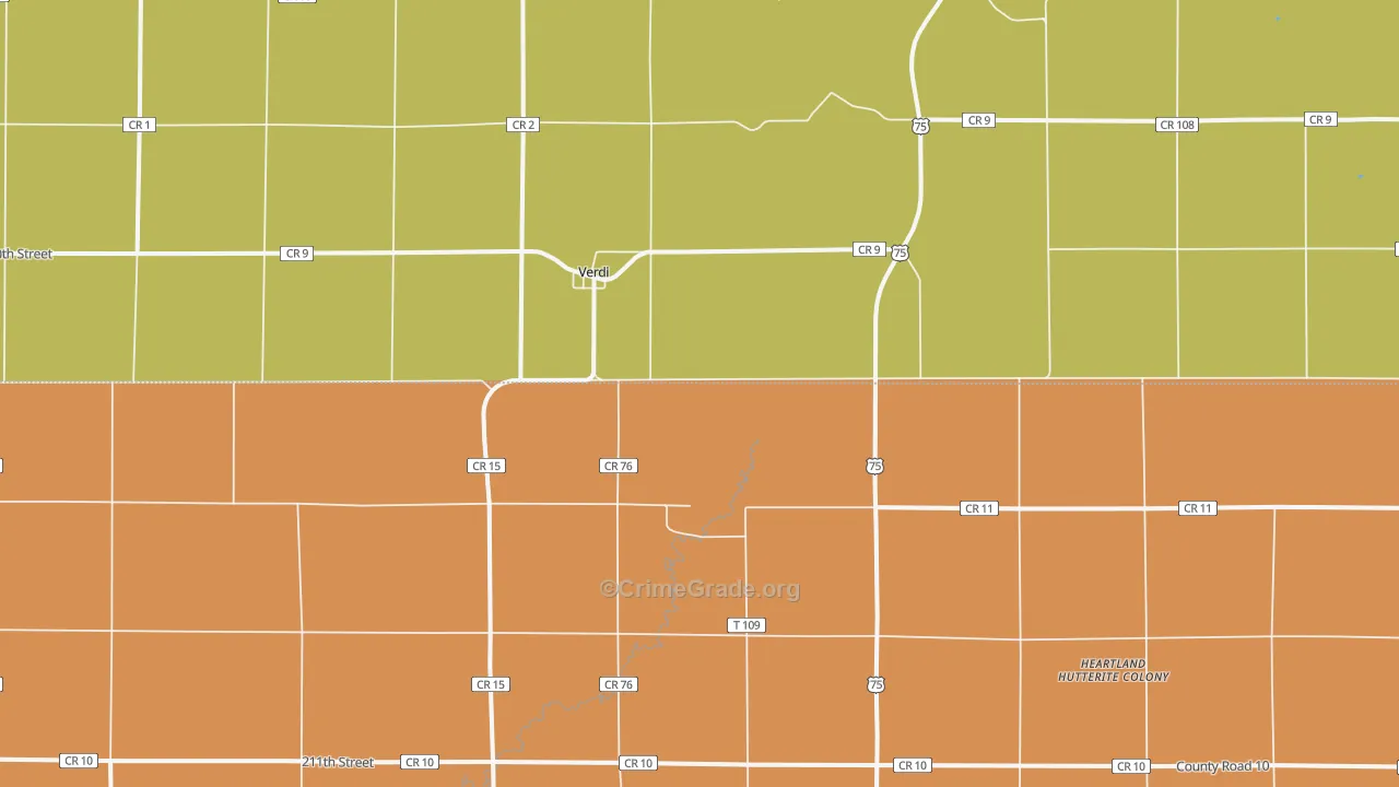 Verdi, MN Map of Murder Rates