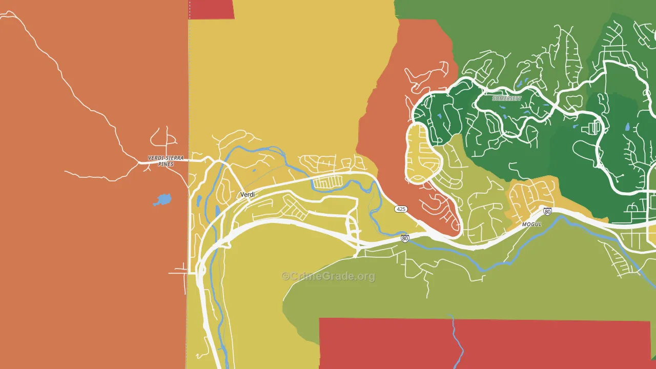 Verdi, NV Map of Murder Rates