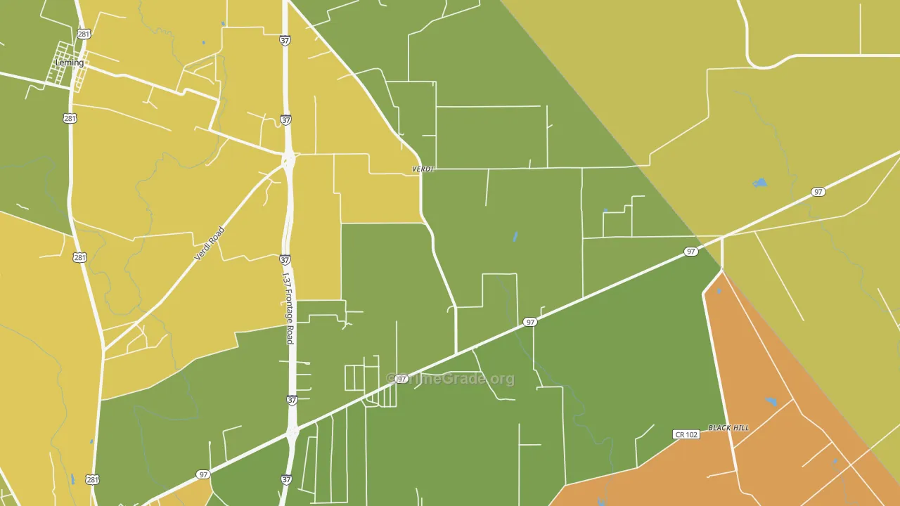 Verdi, TX Map of Murder Rates