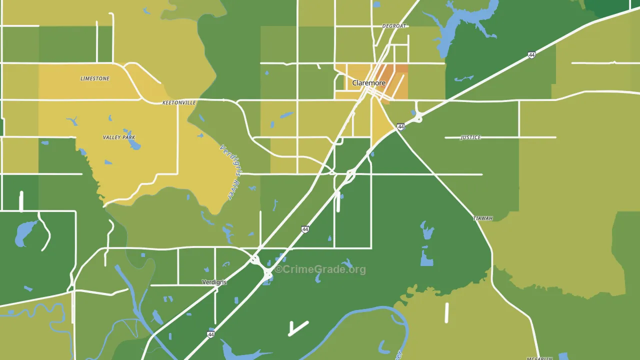 Verdigris, OK Map of Murder Rates