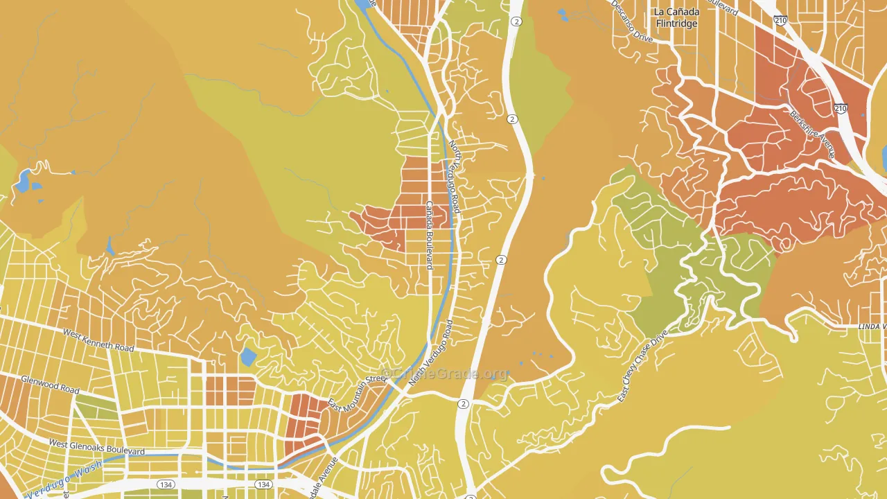 Verdugo Woodlands, Glendale, CA Map of Murder Rates