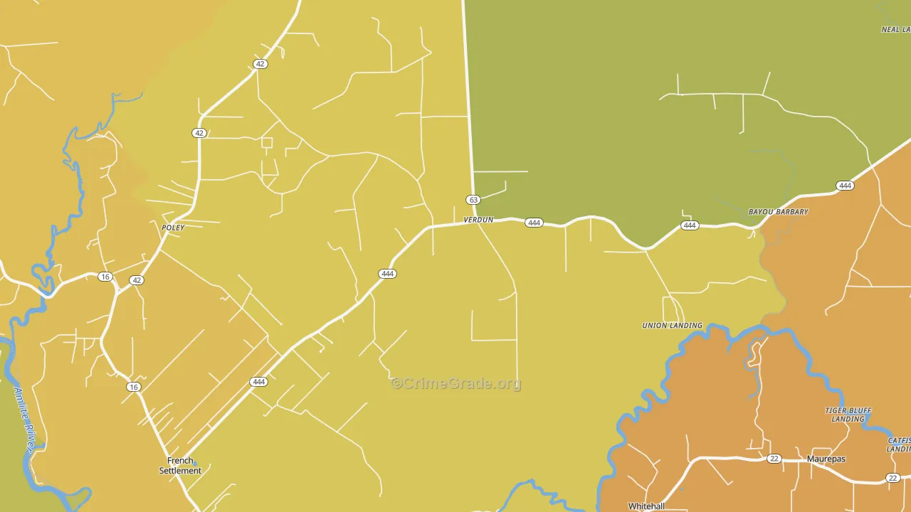 Verdun, LA Map of Murder Rates
