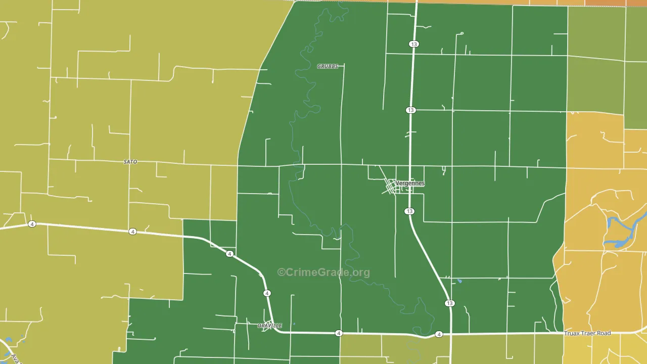 Vergennes, IL Map of Murder Rates