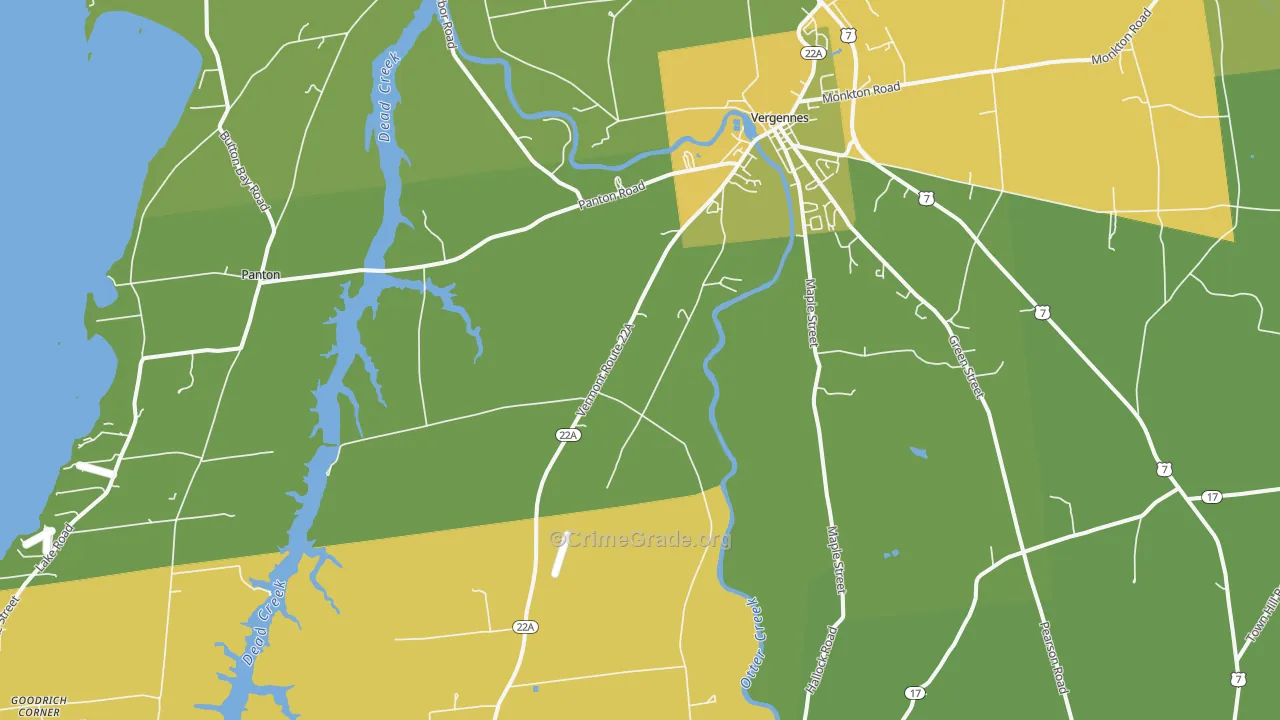 Vergennes, VT Map of Murder Rates