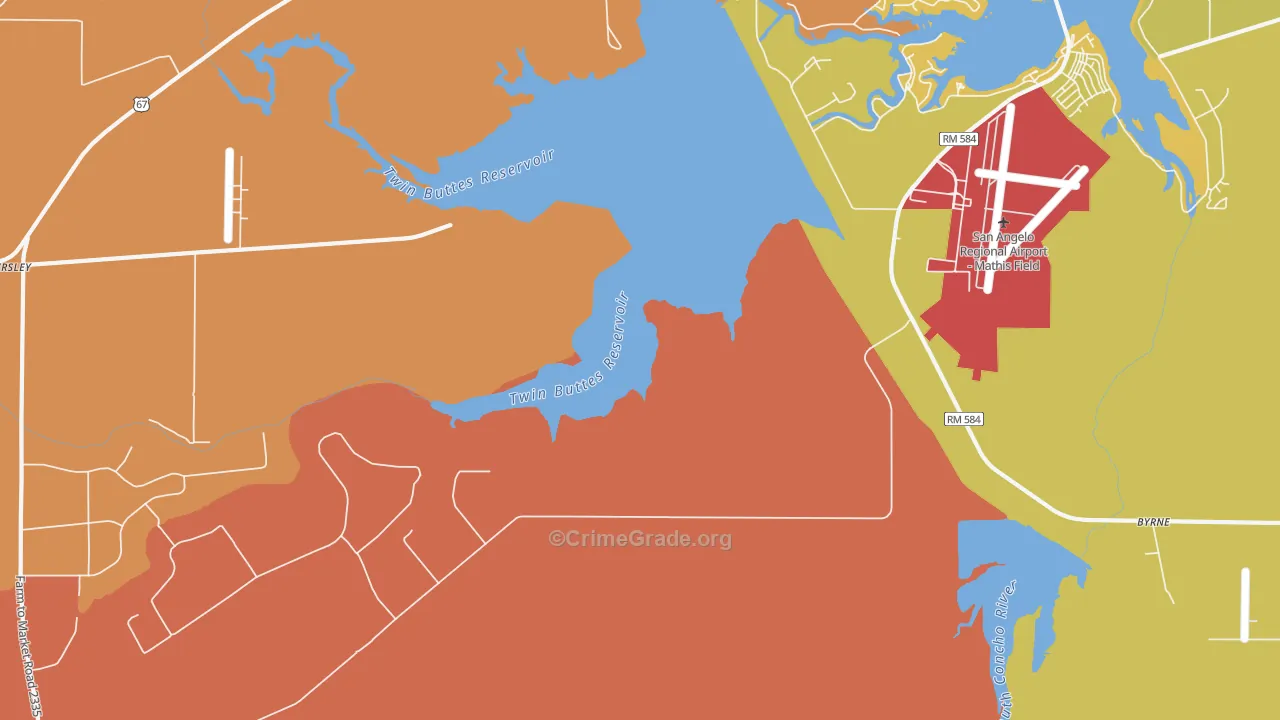 Veribest, TX Map of Murder Rates