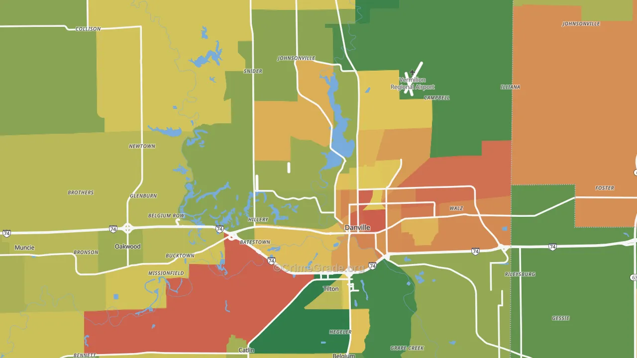Vermilion County, IL Map of Murder Rates