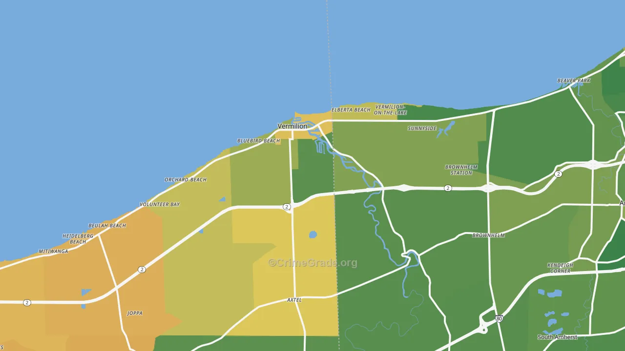 Vermilion, OH Map of Murder Rates