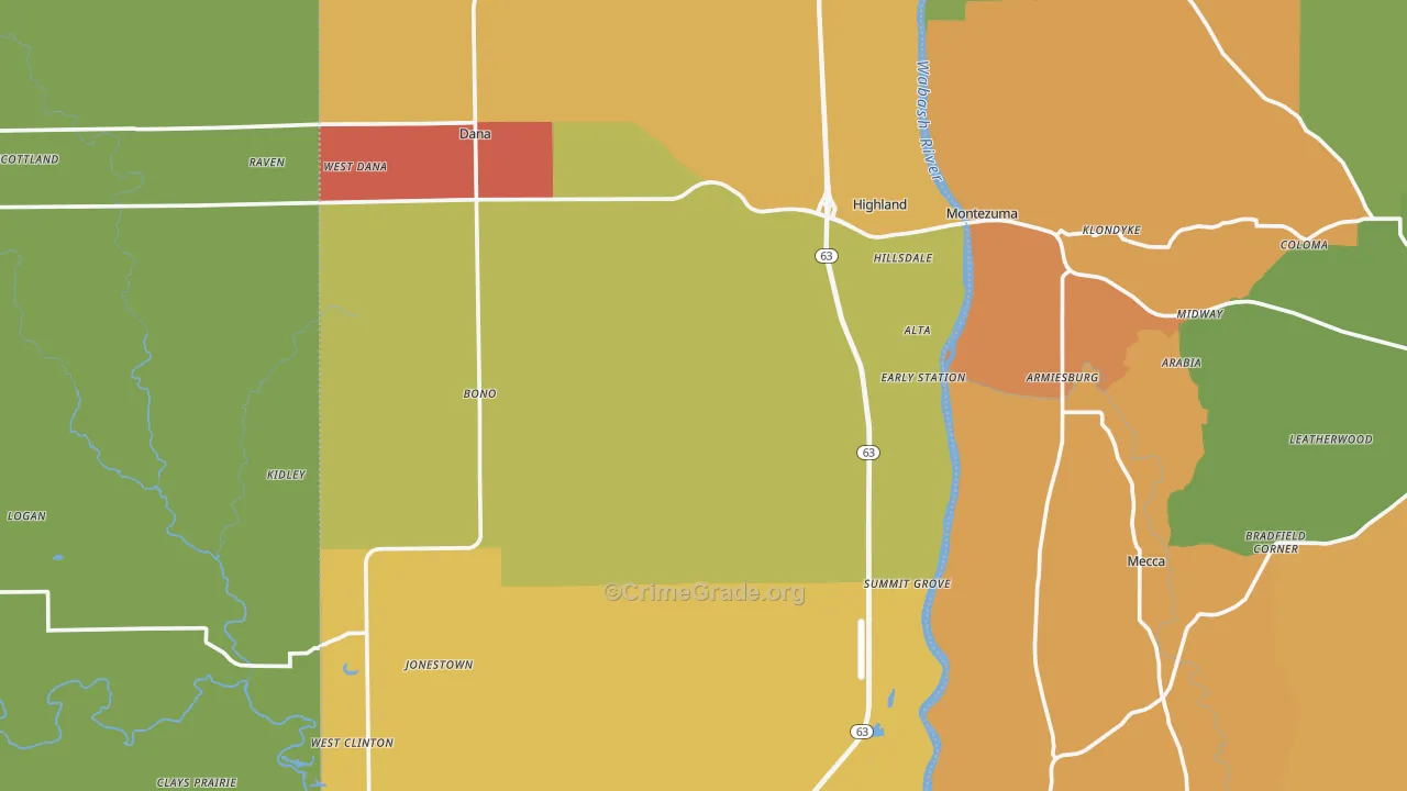 Vermillion County, IN Map of Murder Rates