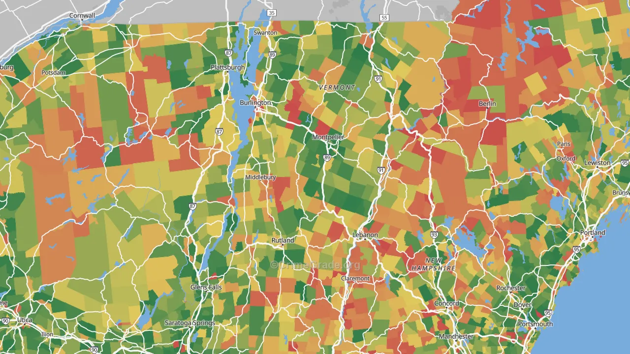 Vermont Map of Murder Rates