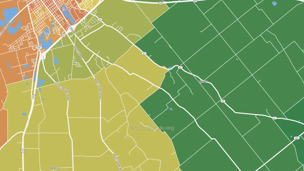Verne, IN Map of Murder Rates