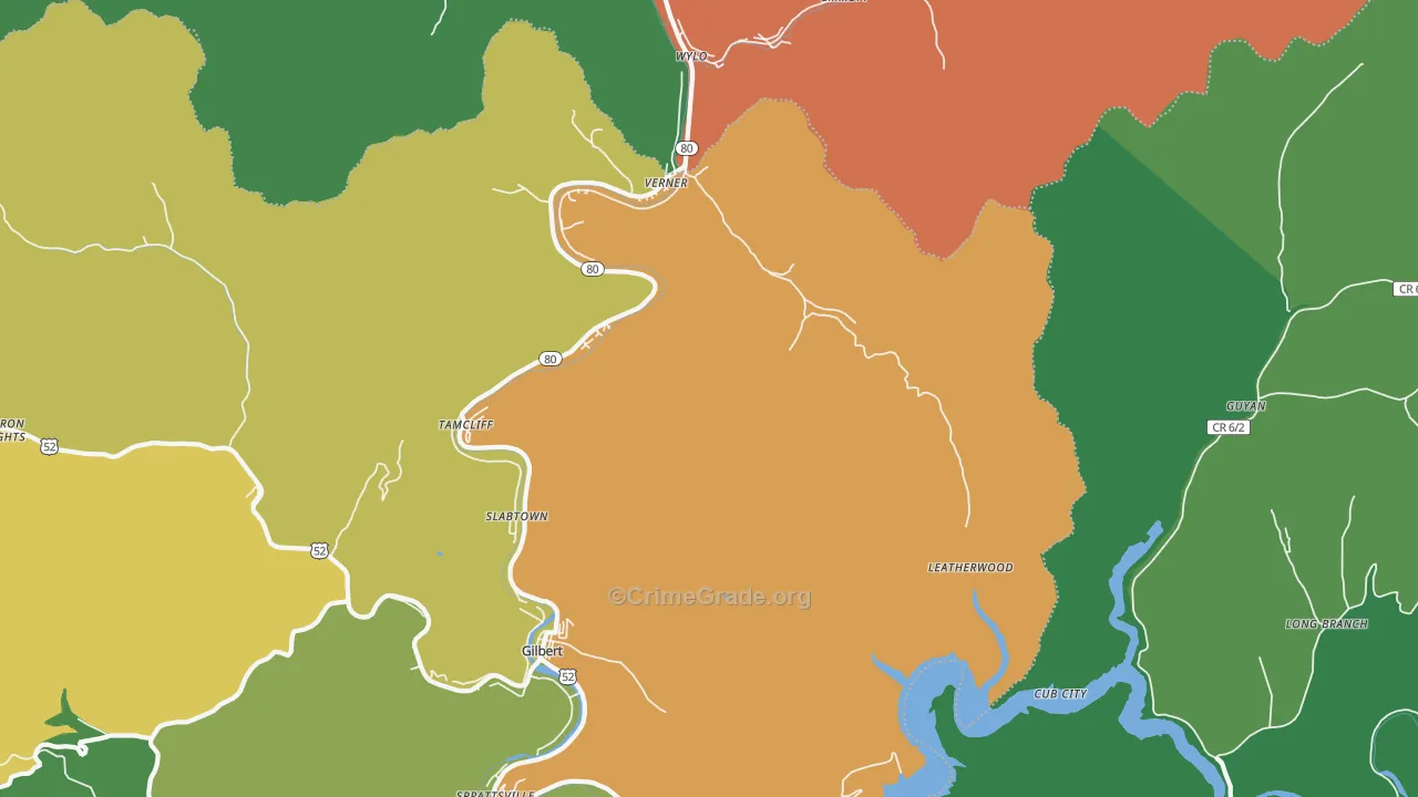 Verner, WV Map of Murder Rates