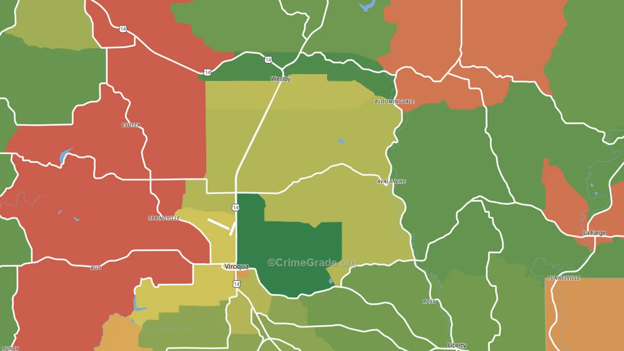 Vernon County, WI Map of Murder Rates