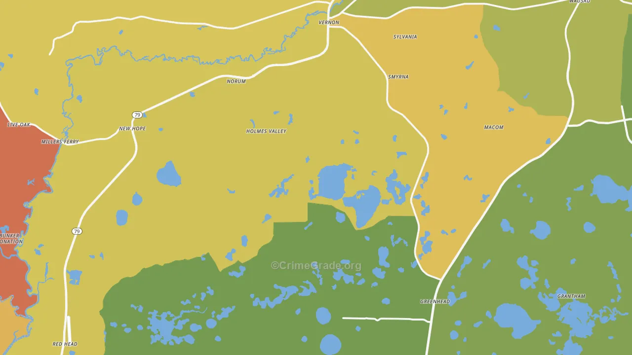 Vernon, FL Map of Murder Rates