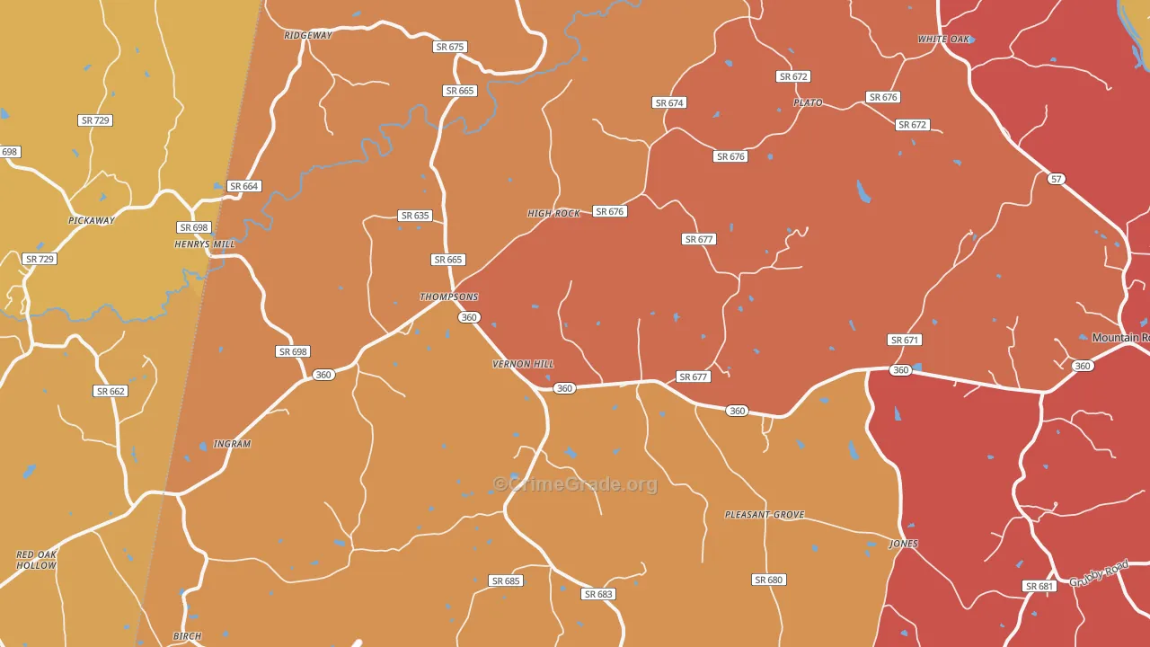 Vernon Hill, VA Map of Murder Rates