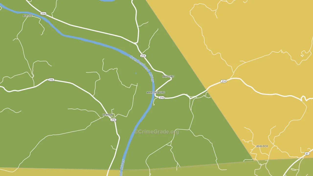 Vernon, KY Map of Murder Rates