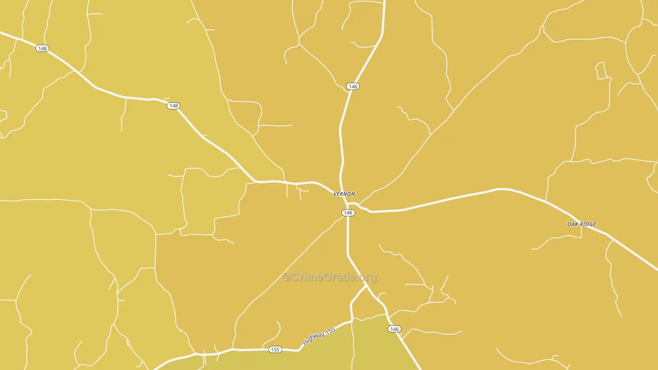 Vernon, LA Map of Murder Rates