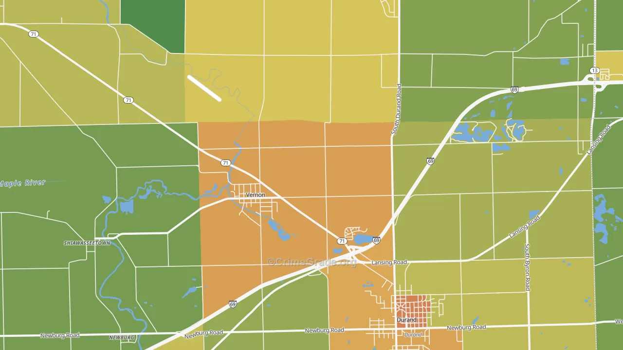 Vernon, MI Map of Murder Rates