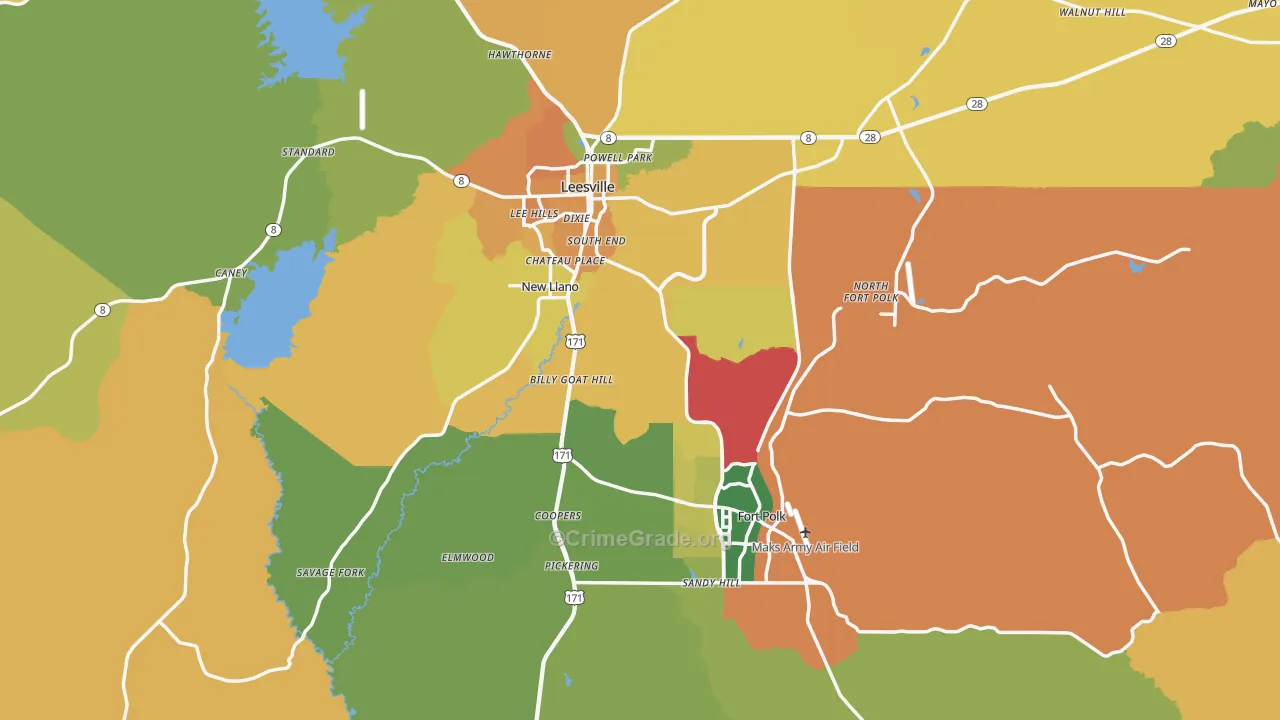 Vernon Parish, LA Map of Murder Rates