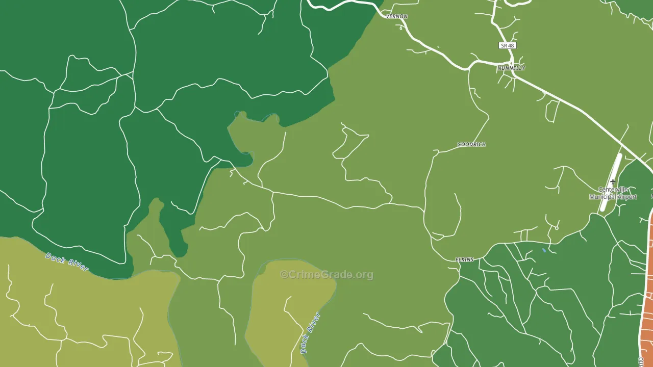 Vernon, TN Map of Murder Rates