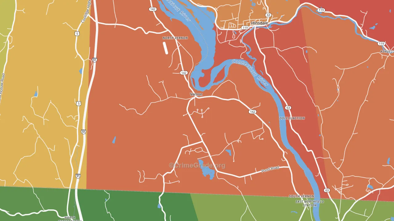 Vernon, VT Map of Murder Rates