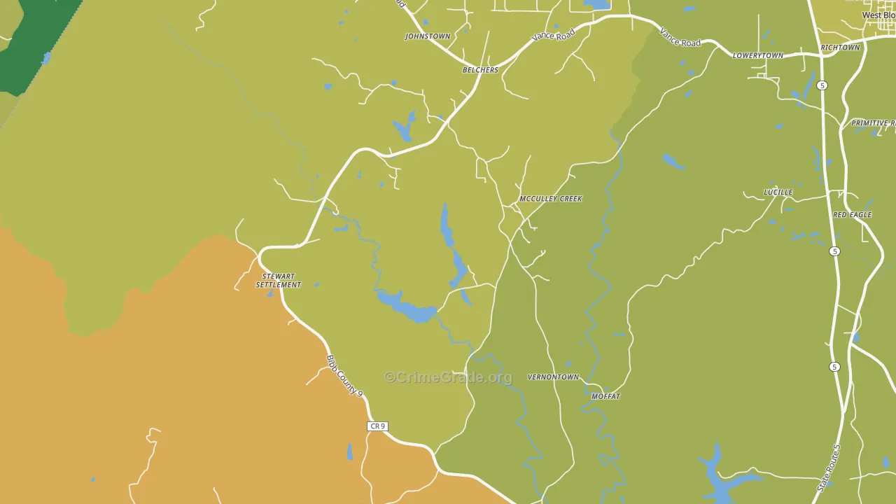 Vernontown, AL Map of Murder Rates