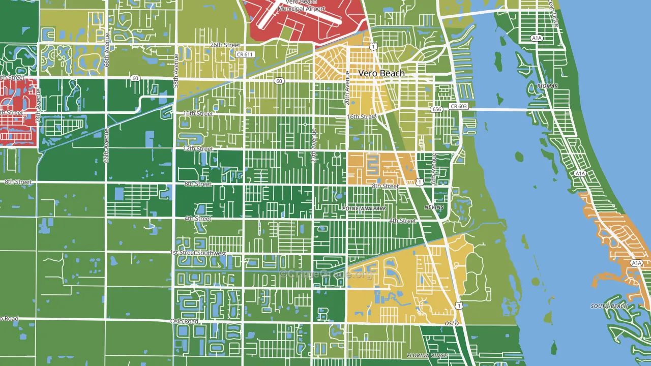 Vero Beach South, FL Map of Murder Rates
