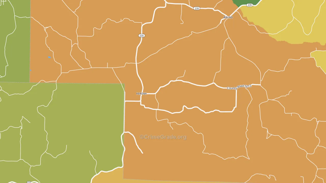 Verona, AR Map of Murder Rates