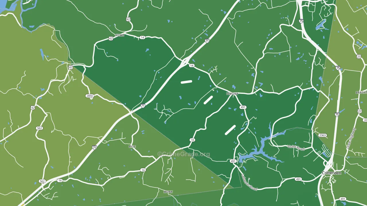 Verona, KY Map of Murder Rates