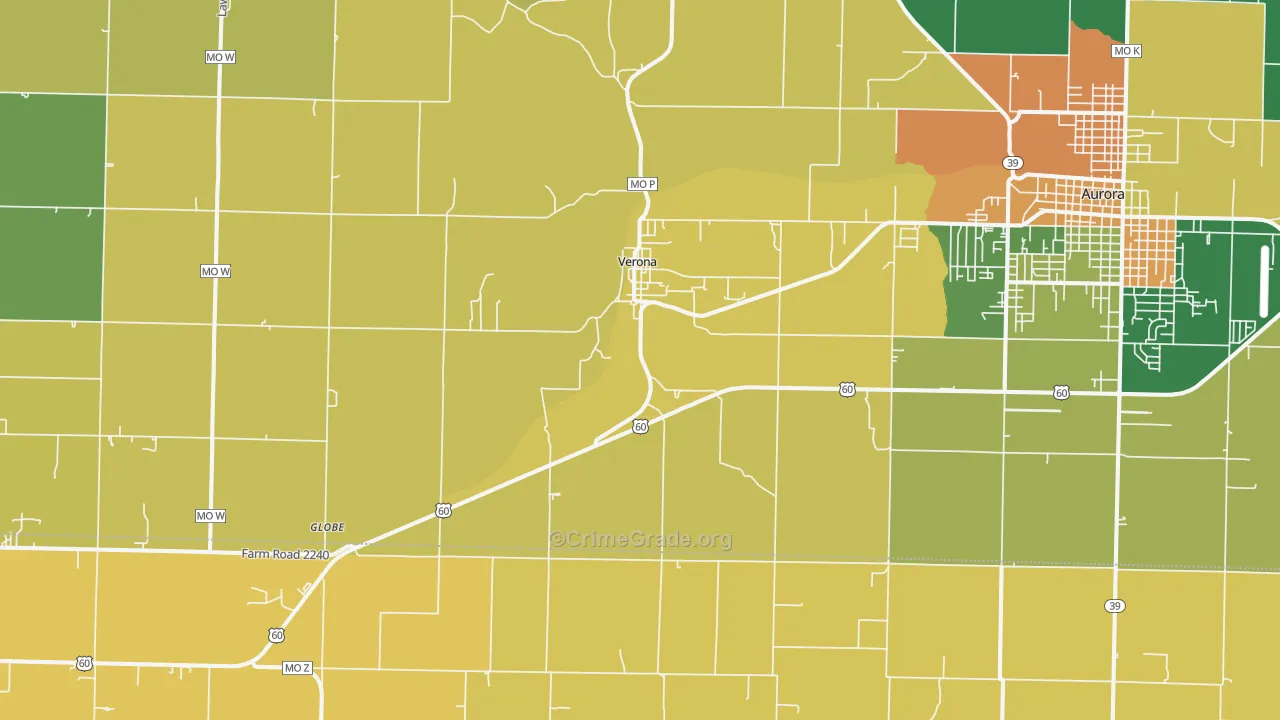 Verona, MO Map of Murder Rates