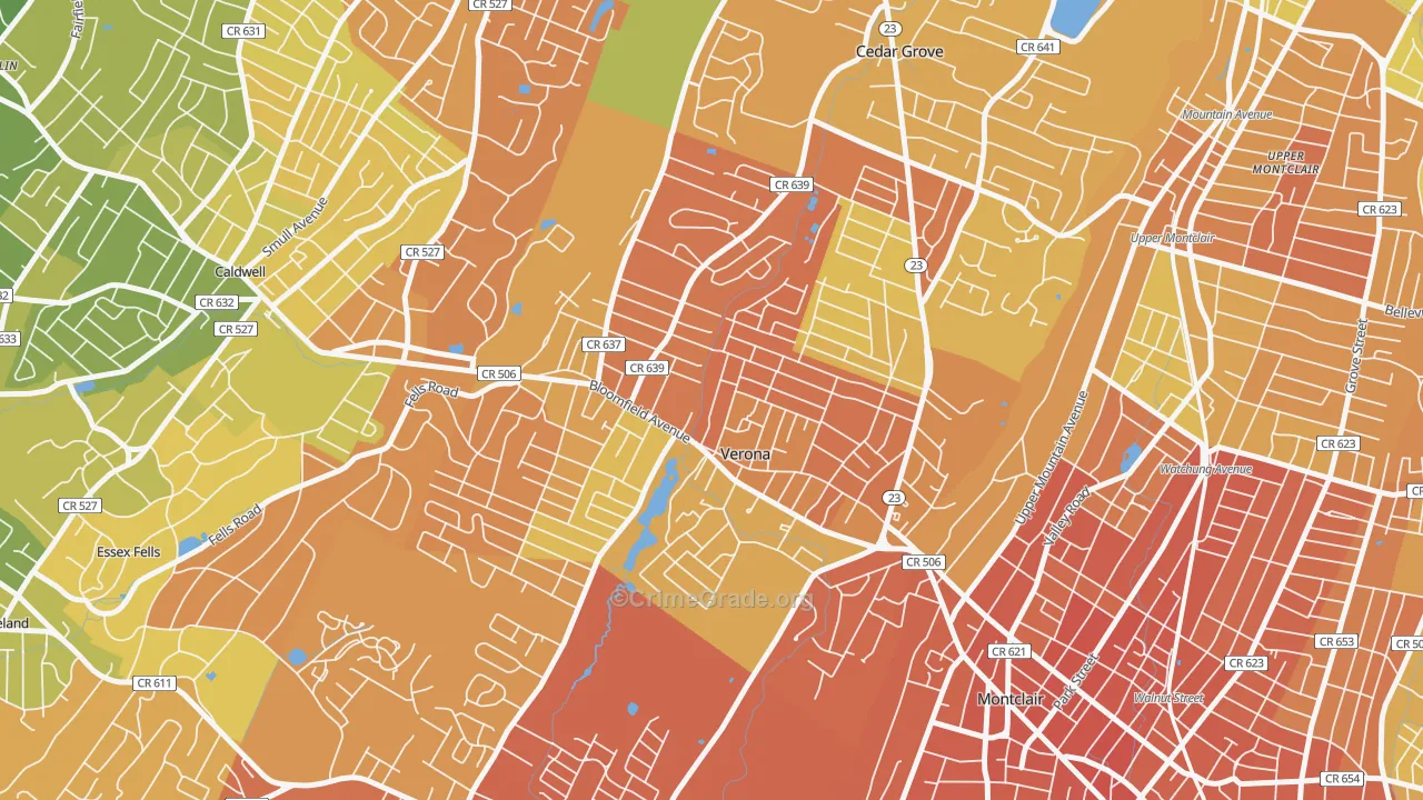 Verona, NJ Map of Murder Rates