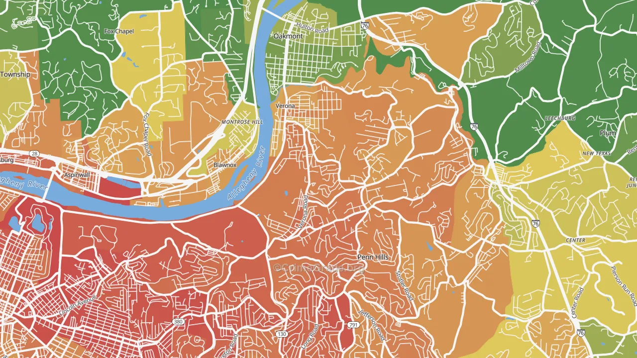 Verona, PA Map of Murder Rates