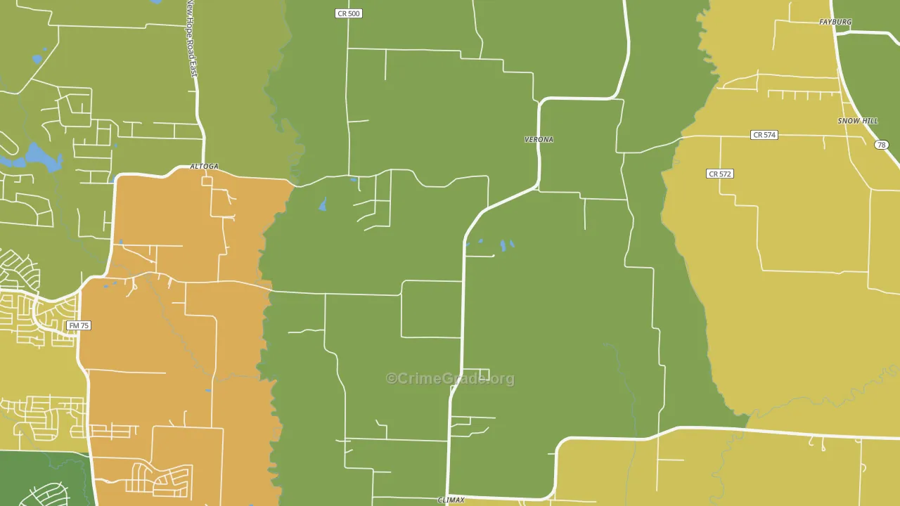Verona, TX Map of Murder Rates
