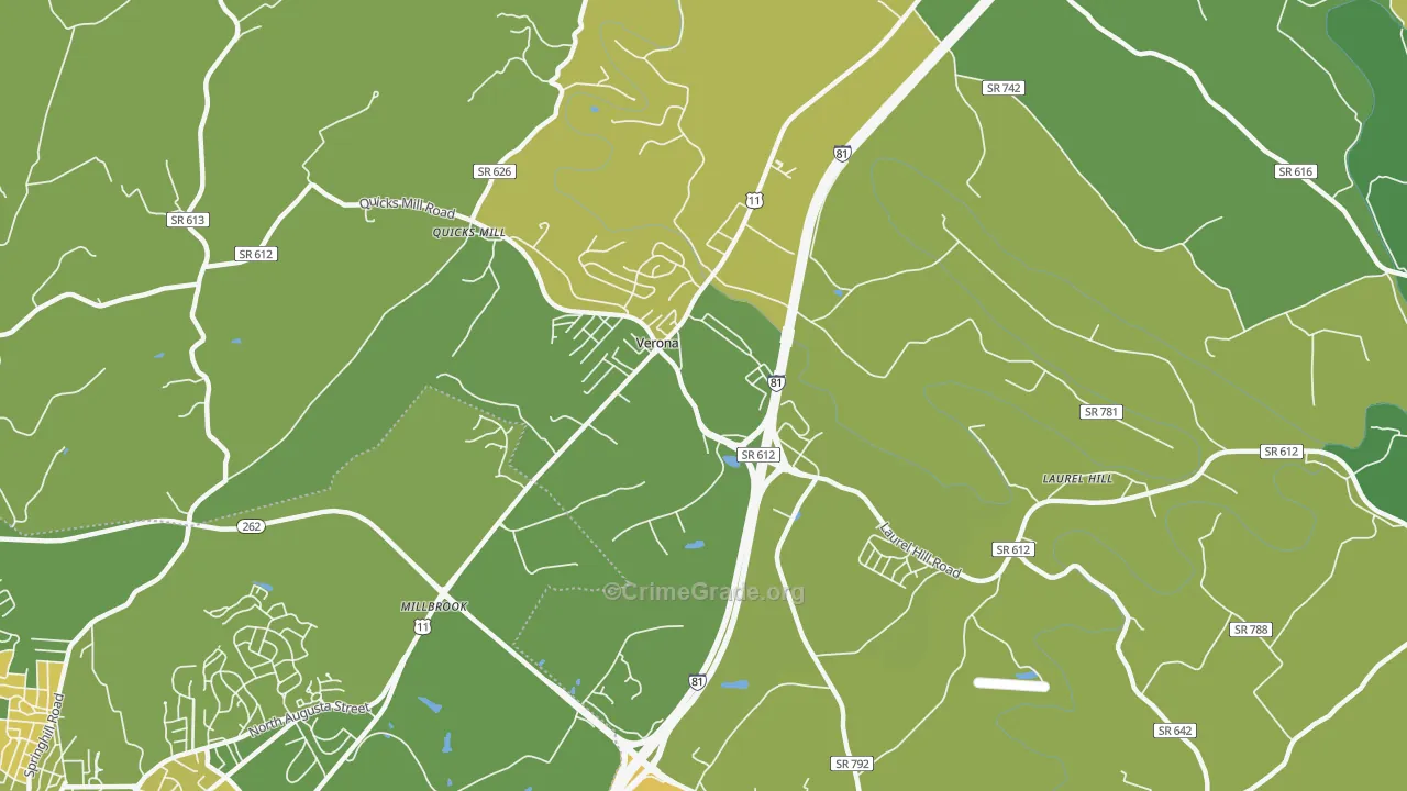 Verona, VA Map of Murder Rates