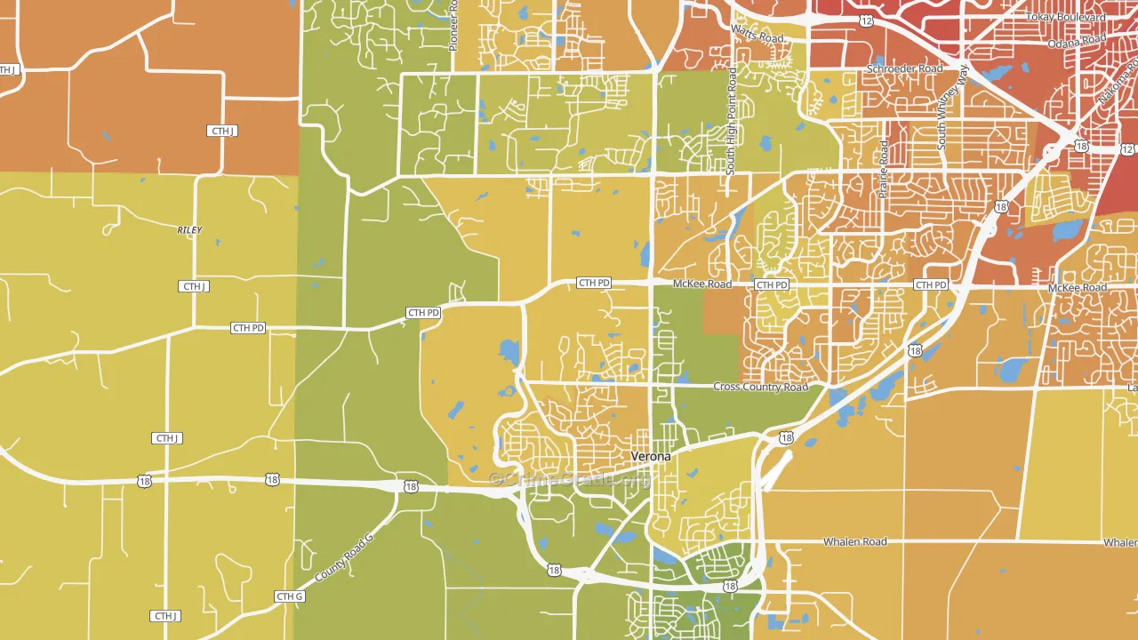Verona, WI Map of Murder Rates