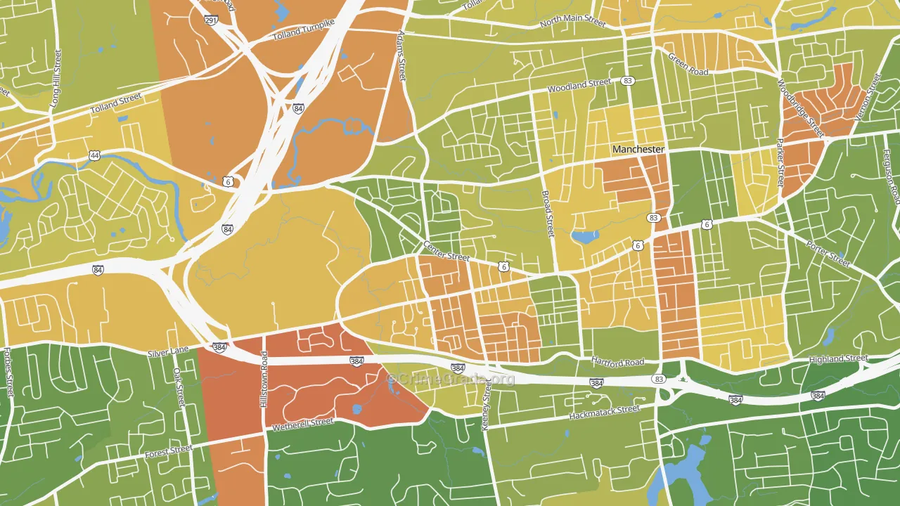 Verplanck, Manchester, CT Map of Murder Rates
