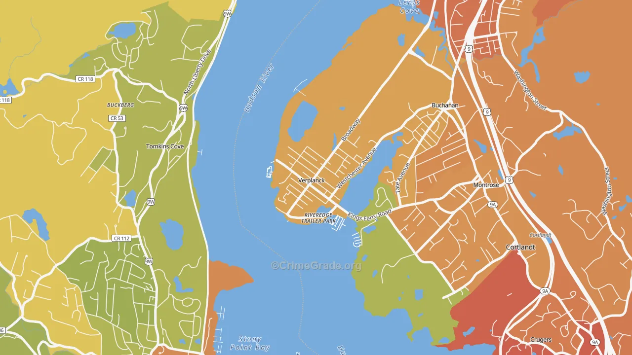 Verplanck, NY Map of Murder Rates