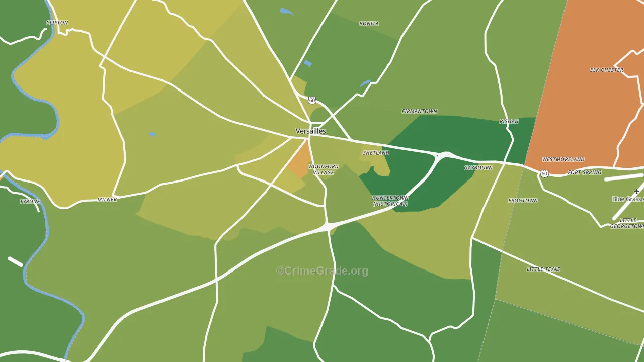 Versailles, KY Map of Murder Rates