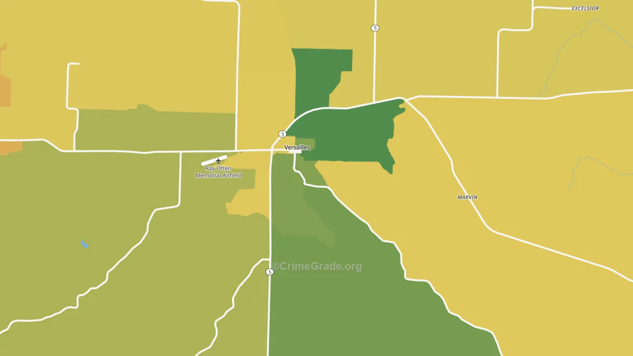 Versailles, MO Map of Murder Rates