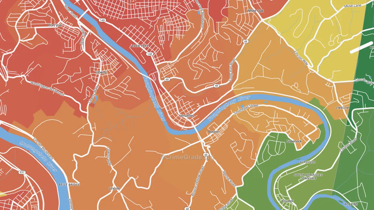 Versailles, PA Map of Murder Rates