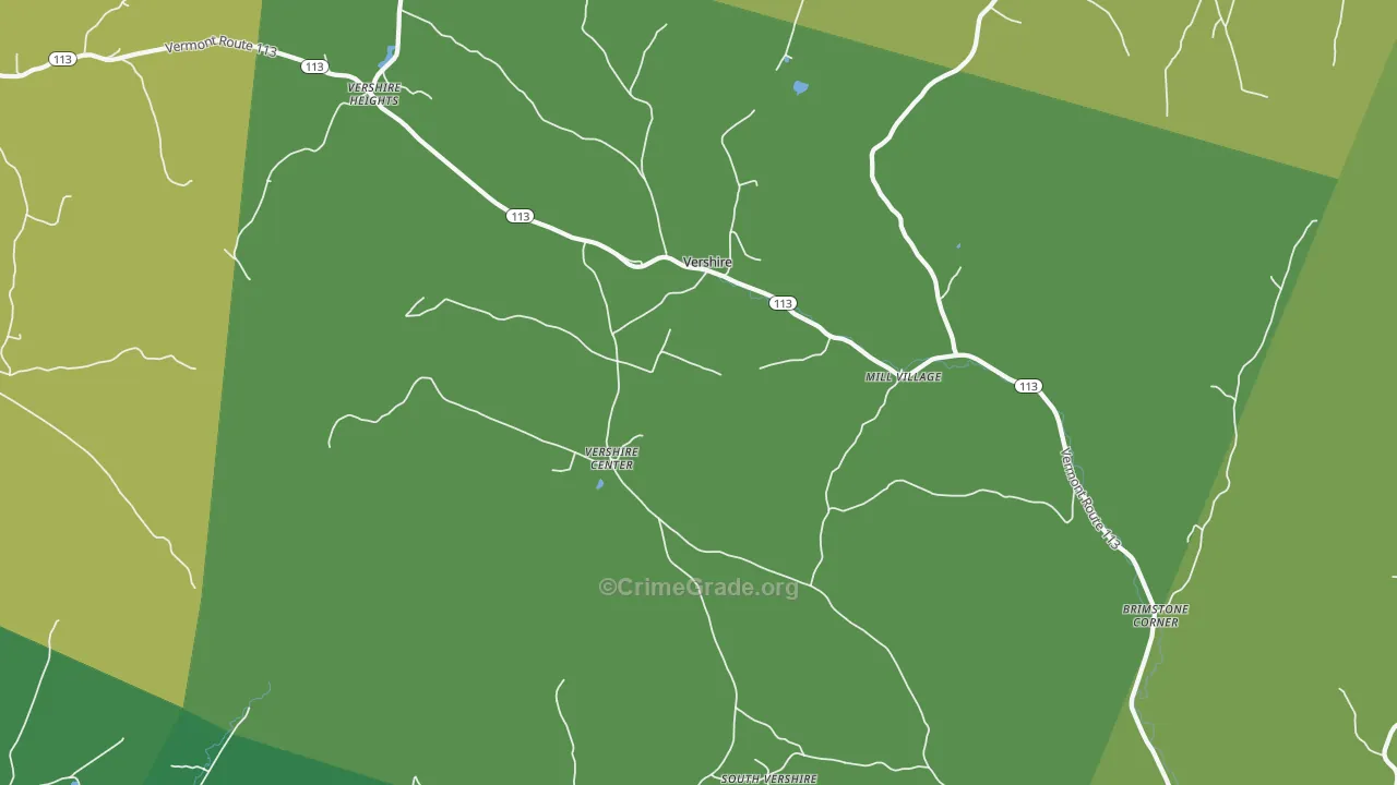 Vershire, VT Map of Murder Rates