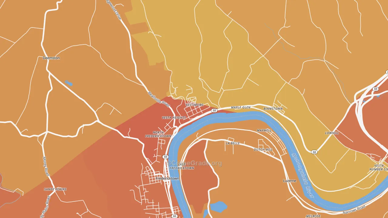 Vestaburg, PA Map of Murder Rates