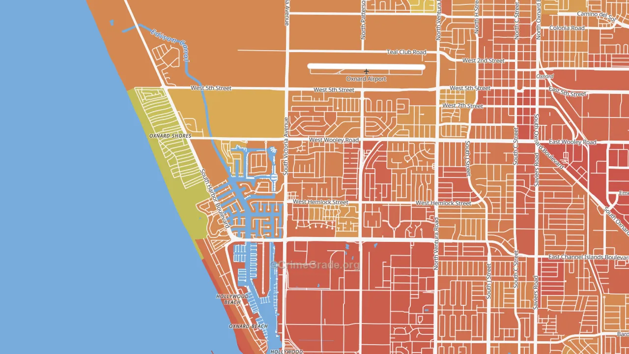 Via Marina, Oxnard, CA Map of Murder Rates