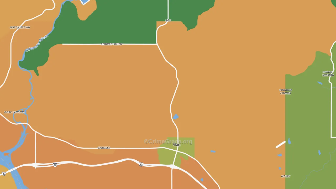 Vian, OK Map of Murder Rates